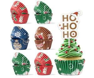 BakeChoice 400 pezzi Pirottini Per Muffin Carta,con 12 Toppers,Il diametro Inferiore è di 3,5 cm,Perfetto per Feste di Natale,Dolci Fatti in Casa ed Eventi Scolastici