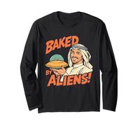 Baked by Aliens - Funny Retro Sci-Fi Vintage UFO Humor Maglia a Manica
