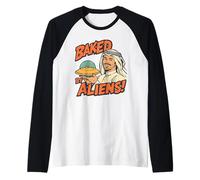 Baked by Aliens - Funny Retro Sci-Fi Vintage UFO Humor Maglia con Maniche Raglan
