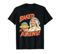 Baked by Aliens - Funny Retro Sci-Fi Vintage UFO Humor Maglietta