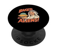 Baked by Aliens - Funny Retro Sci-Fi vintage UFO humor PopSockets PopGrip Adesivo
