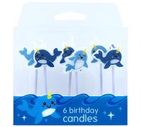 Baked With Love Candele per torta di compleanno Narvalo, decorazioni per torta di compleanno, confezione da 6, 70 mm