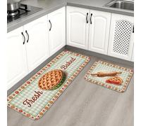 Baked with Love - Tappetini da cucina per pavimento, stile vintage rustico, imbottiti, comodi, lavabili, decorativi, per lavelli da cucina e lavanderia, 2 pezzi