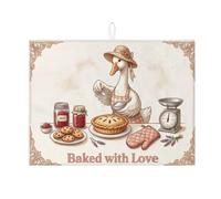 Baked with Love - Tappetino scolapiatti per bancone della cucina, tappetino assorbente vintage in microfibra, per bancone della cucina, decorazione per la casa, 45 x 61 cm