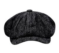 Baker Boy Cappelli per Uomini Cappelli da Uomo a Spina di Pesce Classico Tweed Newsboy for Men Paperboy Thermal per Morbido per l'uso Quotidiano all'aperto Black