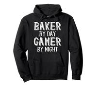 Baker By Day Gamer By Night Funny Local Pastry Bakery Owner Felpa con Cappuccio
