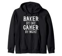 Baker By Day Gamer By Night Funny Local Pastry Bakery Owner Felpa con Cappuccio