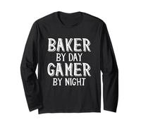 Baker By Day Gamer By Night Funny Local Pastry Bakery Owner Maglia a Manica
