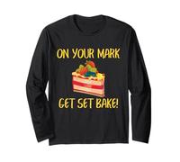 Baker On Your Mark Get Set Bake Cake Humor Design Maglia a Manica