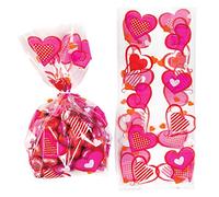 Baker Ross Ac672 Sacchetti Regalo in Cellophane con Cuori e Legaccio per Bambini - Ideali da Inserire in Buste Regalo di San Valentino o Come Regalini per Bambini (Confezione da 20)