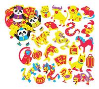 Baker Ross Adesivi di Gommapiuma Capodanno Cinese (confezione da 120) perfetti per bambini per decorare collage e lavoretti, ideali per la scuola, lavorazioni di gruppo e a casa