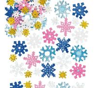 Baker Ross Adesivi Fiocchi di Neve glitterati in gommapiuma (confezione da 120) -attività e progetti natalizi per bambini , cartoline, regalini e decorazioni.