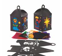 Baker Ross AT140 - Kit di Lanterne in Vetro colorato per presepe Natalizio, Confezione da 4, Colori Assortiti