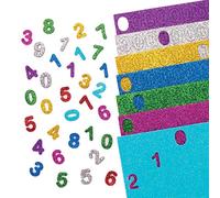 Baker Ross, AT229, Numeri autoadesivi in schiuma glitterata, per bambini, confezione da 800 pezzi, assortiti