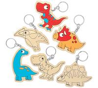 Baker Ross AT671 Portachiavi Dinosauro in Legno da colorare, per progetti di artigianato artistico per bambini (confezione da 10), assortiti