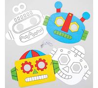 Baker Ross AT679 Maschere Robot da Colorare, per progetti di artigianato artistico per bambini (confezione da 8), assortiti
