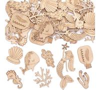 Baker Ross AT758 Mini Sagome in Legno Amici Marini, per progetti di artigianato artistico per bambini (confezione da 45), assortiti