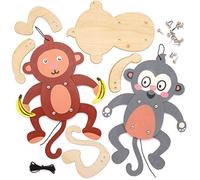 Baker Ross AT770 Kit Marionetta Scimpanzé in Legno, per progetti di artigianato artistico per bambini (confezione da 4), assortiti