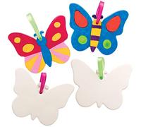 Baker Ross AT875 Decorazioni in Ceramica Farfalla Fai da Te, per progetti di artigianato artistico per bambini (confezione da 5), assortiti