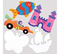 Baker Ross AT929 Cartoncini Vuoti Bianchi, per progetti di artigianato artistico per bambini (confezione da 30), assortiti