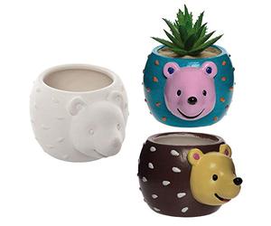 Baker Ross AX166 Vasi Da Fiori In Ceramica Riccio - Scatola Da 2, Per Bambini Per Dipingere E Far Crescere Le Tue Piante