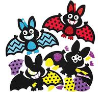 Baker Ross AX189 Kit Decorazioni Per Halloween Pipistrello - Confezione Da 8, Abbina Ornamenti Per Bambini Arti E Mestieri Spettrali