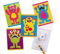 Baker Ross AX272 Bloc Notes Gruppo Di Mostri - Confezione Da 12, Blocchi Da Disegno Per Bambini, Ideali Per Borse Da Festa