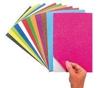 Baker Ross AX297 Fogli Autoadesivi Glitterati In Gommapiuma - Confezione Da 12, Rifornimenti Di Prodotti Creativi Per Bambini, Creazioni Stagionali E Decorazioni