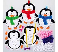 Baker Ross AX356 Kit Decorazione Pinguino Con Pompon - Confezione Da 5, Ornamenti Per Alberi Di Natale Per Bambini, Attività Artistiche E Di Artigianato