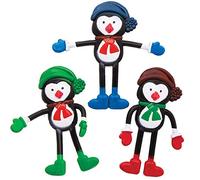 Baker Ross AX450 Pinguini Flessibili - Confezione Da 4, Novità Per Il Natale, Giocattoli Per Bambini, Ideali Come Regalini O Sorpresine Per Feste Di Natale Per Bambini.