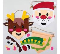 Baker Ross AX484 Kit Striscione Natalizio Da Appendere - Confezione Da 3, Per I Bambini Per Decorare, Personalizzare E Visualizzare Per La Stagione Festiva