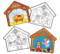Baker Ross AX571 Decorazioni Della Natività Per Finestre Da Colorare - Confezione Da 12, Perfette Per I Progetti Natalizi Per Bambini, Ideale Per Attività Scolastiche