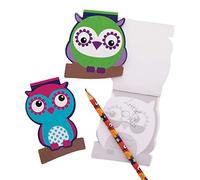 Baker Ross AX598 Bloc Notes 3 Piccoli Gufi - Confezione Da 12, Blocchi Da Disegno Per Bambini, Ideali Per Borse Per Feste
