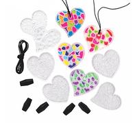 Baker Ross AX713 Ciondoli di Cristallo a Forma di Cuore - Confezione da 12, Mosaico da Colorare, Attività per Bambini Ottimo per arti e mestieri o progetti di pittura