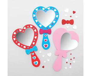Baker Ross AX740 Kit Specchio Cuore - confezione da 4, Arte e Artigianato per Bambini, Fantasia, Feste, Regalini