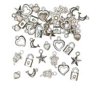 Baker Ross Ciondoli argentati per Bambini da Infilare per Creare Braccialetti o Altri Gioielli (confezione da 9)