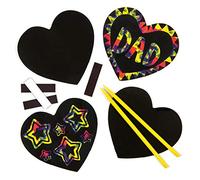 Baker Ross Cuori con Calamita Scratch Art da Creare Personalizzare ed Esporre come Idea Creativa (confezione da 10)