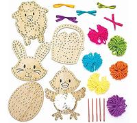 Baker Ross Decorazioni da Tessere in Legno di Pasqua - Confezione da 5, Lavoretti per i Bambini per Pasqua (FC612)