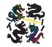 Baker Ross Draghi scratch art con calamita (confezione da 10) - Creazioni per bambini, da decorare e personalizzare
