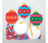 Baker Ross FC111 Kit Artistici con Pompon Pallina di Natale - Confezione da 5, Attività Creative per Bambini da Realizzare e da Mostrare