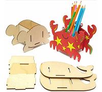 Baker Ross FC772 Portamatite in Legno con disegno di Balena, Granchio e Tartaruga - Set di 3, Artigianato per bambini