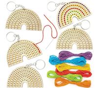 Baker Ross FC779 Portachiavi in Legno Multicolore con Punto Croce - Set di 5, artigianato per bambini
