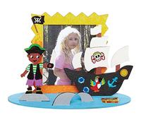 Baker Ross FC900 Cornici Fotografiche in Legno dei Pirati - Set di 4, attività creativa per bambini, assorted