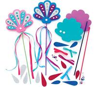 Baker Ross FE163 Kit Bacchette Magiche Conchiglie di Sirena - confezione da 4, Perfetti per i Bambini da Decorare e Personalizzare, Ideali Come Regalo Fatto in Casa