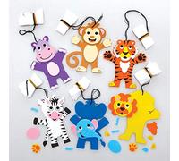 Baker Ross FE224 Kit Animali della Giungla con Paracadute - Confezione da 6, attività di arte e artigianato per bambini, borsa per feste, scuola