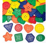 Baker Ross FE302 Bottoni Colorati di Plastica - Confezione da 50, Ottimi per Attività Artistici per Bambini, Arti e Mestieri, Abbellimenti, Album o per Materiale Scolastico