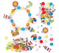 Baker Ross FE345 Kit Braccialetti con Ciondoli Spiaggia - Confezione da 3, Perfetti per Creazione di Gioielli per Bambini, Attività Artistiche con Perline o Artigianato di Feste