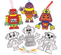 Baker Ross FE379 Decorazioni Acchiappa-sole Robot - Confezione da 10, Effetto Vetro Colorato per Bambini da Decorare ed Esporre per Attività Artistiche o Artigianali