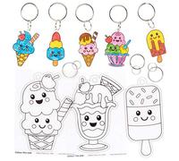 Baker Ross FE390 Portachiavi Termoretraibili Gelato - Confezione da 8, Crea il tuo Portachiavi per Bambini da Colorare, Realizzare e Mostrare