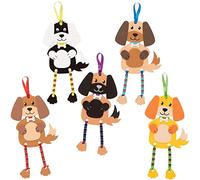 Baker Ross FE397 Kit Decorazione Cane con Perline da Appendere - Confezione da 5 - Creativi Articoli Artigianali di Pasqua per Bambini da Realizzare e Decorare